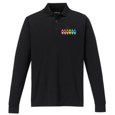 Hello Summer Vacation Ice Cream Performance Long Sleeve Polo