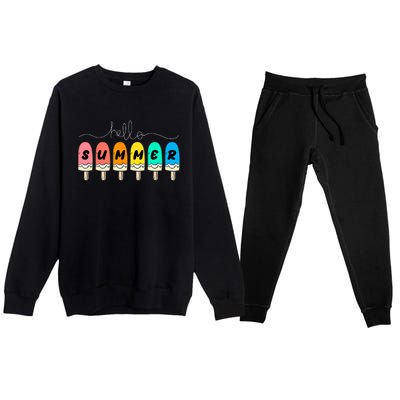 Hello Summer Vacation Ice Cream Premium Crewneck Sweatsuit Set