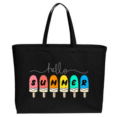 Hello Summer Vacation Ice Cream Cotton Canvas Jumbo Tote