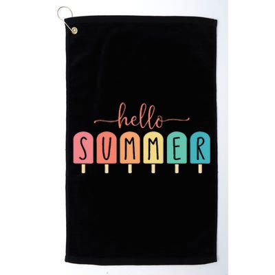 Hello Summer Vacation Ice Cream Popsicle Ice Lolly Gift Platinum Collection Golf Towel