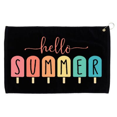 Hello Summer Vacation Ice Cream Popsicle Ice Lolly Gift Grommeted Golf Towel