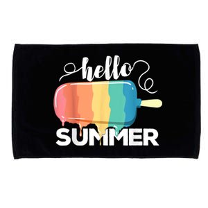 Hello Summer Vacation Beach Ice Cream Popsicle Summer Vibes Microfiber Hand Towel