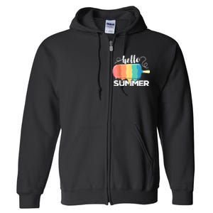 Hello Summer Vacation Beach Ice Cream Popsicle Summer Vibes Full Zip Hoodie