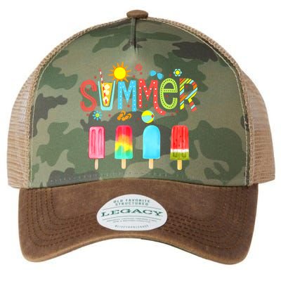 Hello Summer Vacation Ice Cream Popsicle Ice Lolly Gifts (1) Legacy Tie Dye Trucker Hat