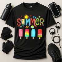 Hello Summer Vacation Ice Cream Popsicle Ice Lolly Gifts (1) Cooling Performance Crew T-Shirt