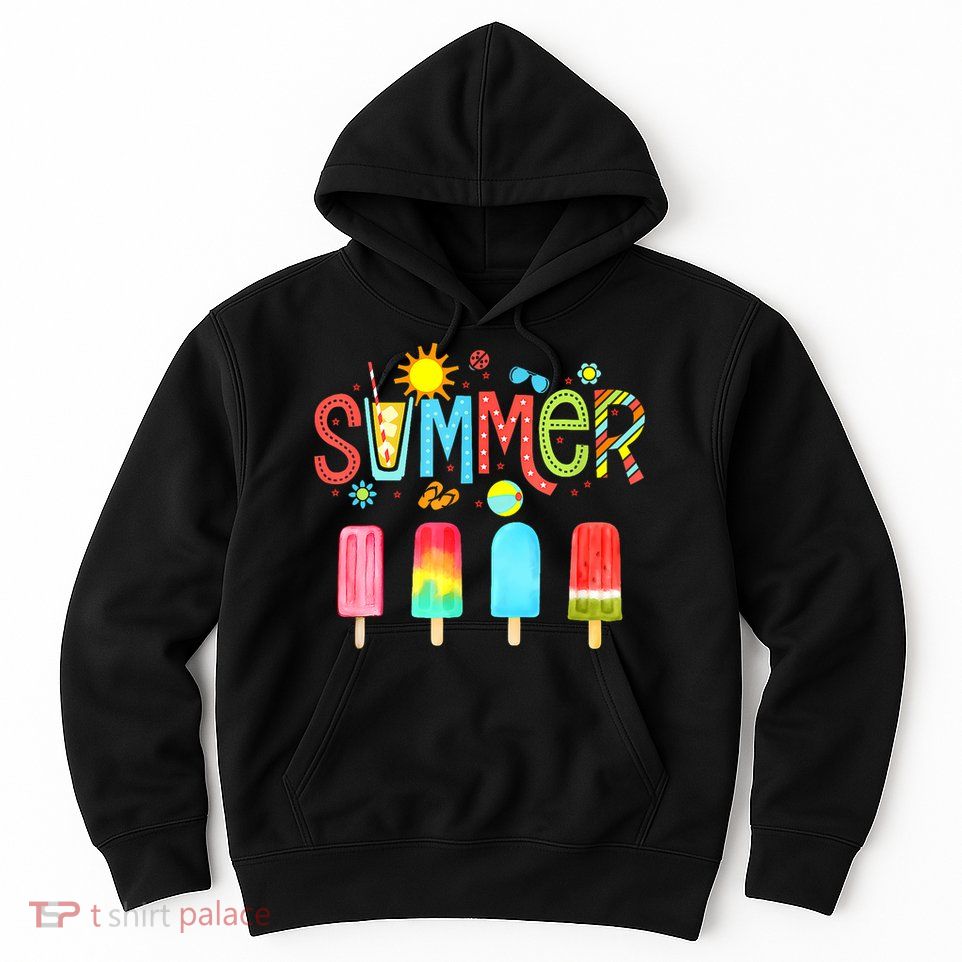 Hello Summer Vacation Ice Cream Popsicle Ice Lolly Gifts (1) Hoodie