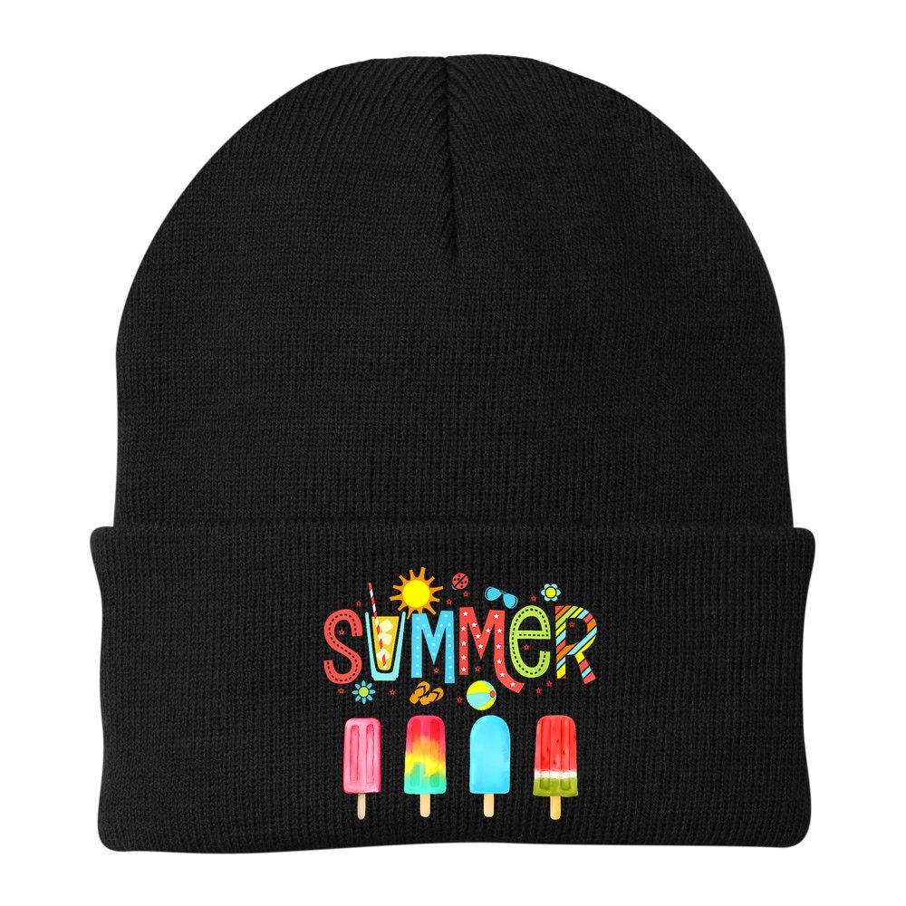 Hello Summer Vacation Ice Cream Popsicle Ice Lolly Gifts (1) Beanie