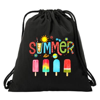 Hello Summer Vacation Ice Cream Popsicle Ice Lolly Gifts (1) Drawstring Bag
