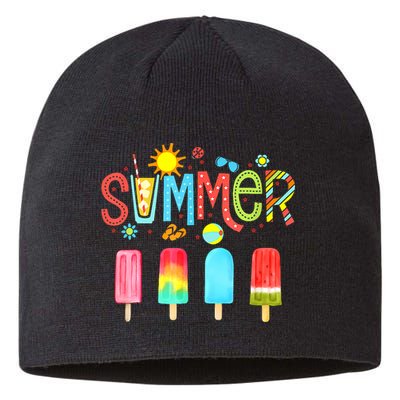 Hello Summer Vacation Ice Cream Popsicle Ice Lolly Gifts (1) Sustainable Beanie