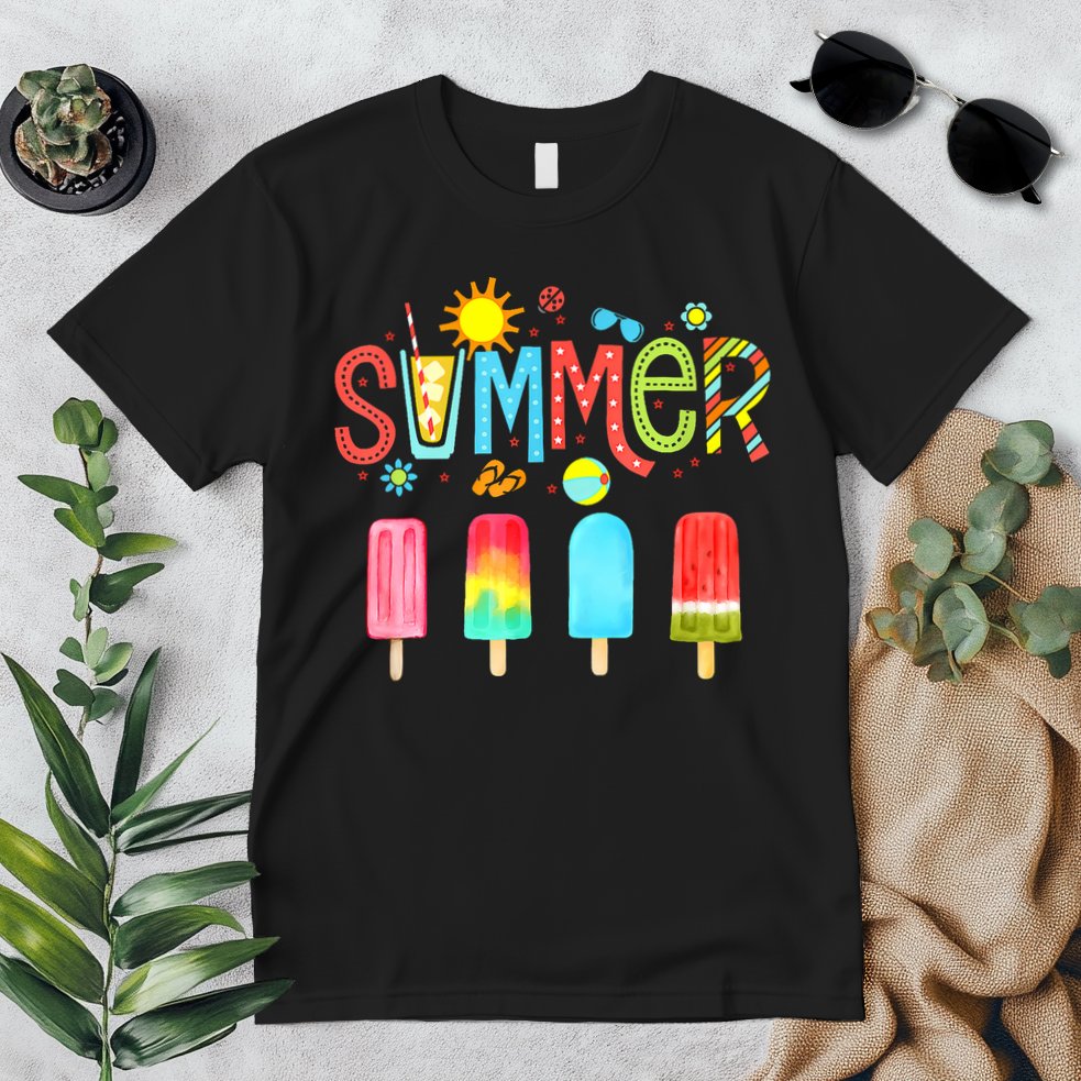 Hello Summer Vacation Ice Cream Popsicle Ice Lolly Gifts (1) Premium T-Shirt