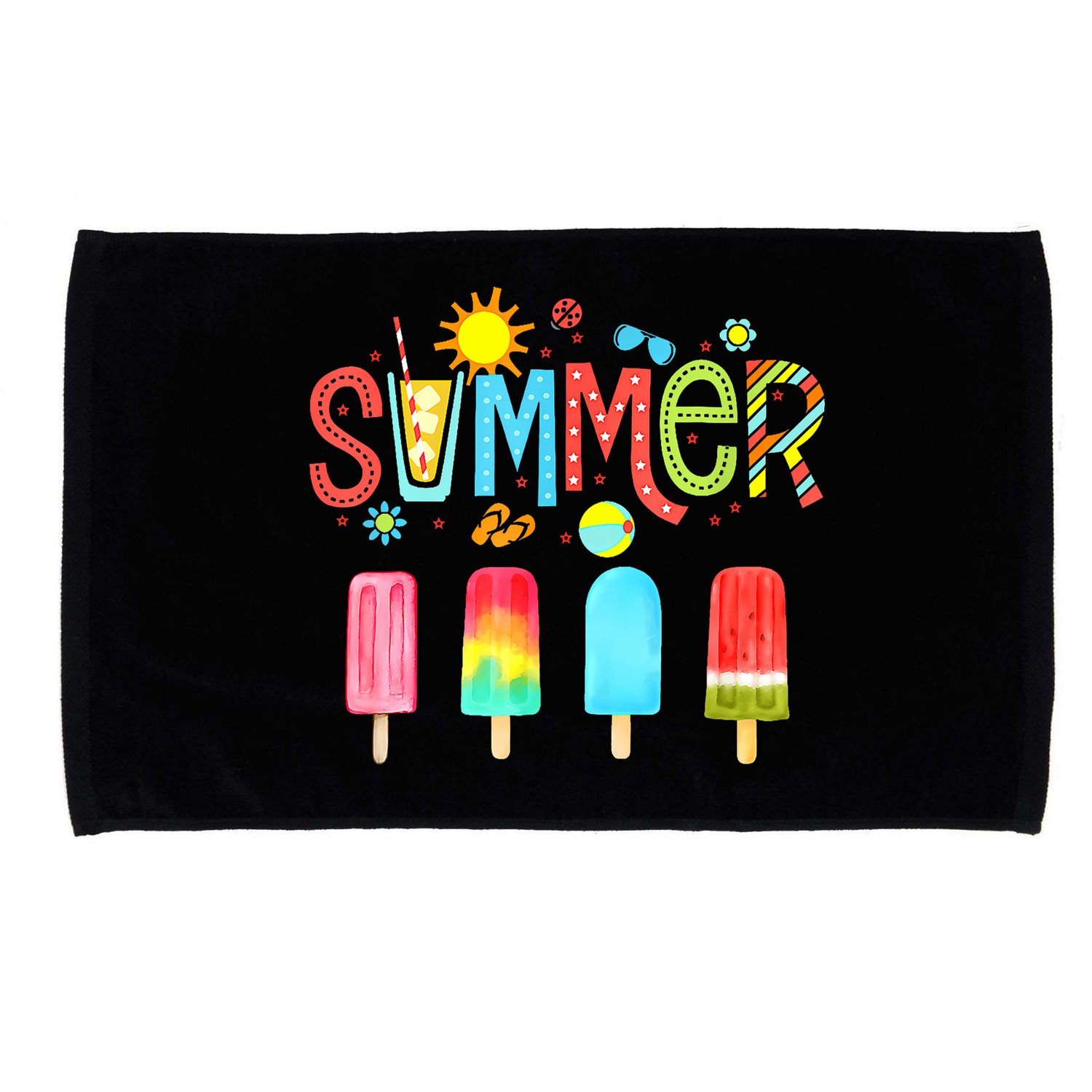 Hello Summer Vacation Ice Cream Popsicle Ice Lolly Gifts (1) Microfiber Hand Towel
