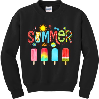 Hello Summer Vacation Ice Cream Popsicle Ice Lolly Gifts (1) Kids Sweatshirt