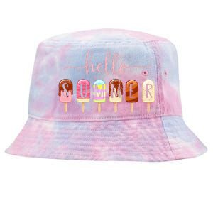 Hello Summer Vacation Ice Cream Popsicle Ice Lolly Tie-Dyed Bucket Hat