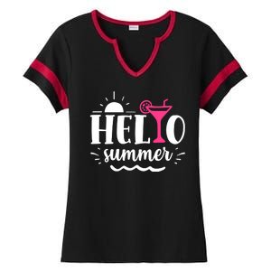 Hello Summer Vacation Fun Ladies Halftime Notch Neck Tee