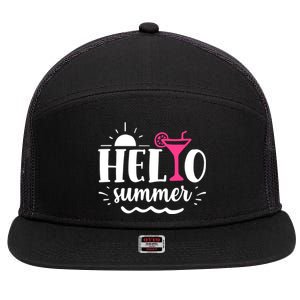 Hello Summer Vacation Fun 7 Panel Mesh Trucker Snapback Hat