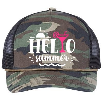 Hello Summer Vacation Fun Retro Rope Trucker Hat Cap