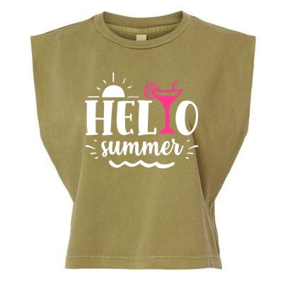 Hello Summer Vacation Fun Garment-Dyed Women's Muscle Tee