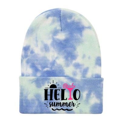 Hello Summer Vacation Fun Tie Dye 12in Knit Beanie