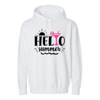 Hello Summer Vacation Fun Garment-Dyed Fleece Hoodie