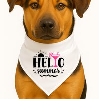 Hello Summer Vacation Fun USA-Made Doggie Bandana