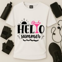 Hello Summer Vacation Fun Cooling Performance Crew T-Shirt