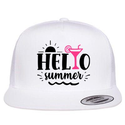 Hello Summer Vacation Fun Flat Bill Trucker Hat