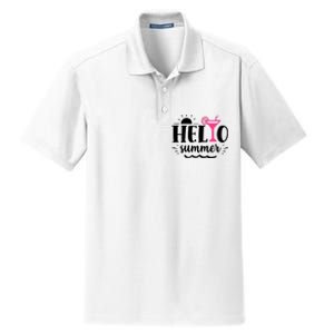 Hello Summer Vacation Fun Dry Zone Grid Polo