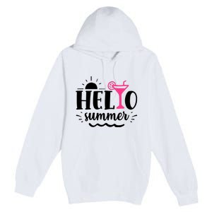 Hello Summer Vacation Fun Premium Pullover Hoodie