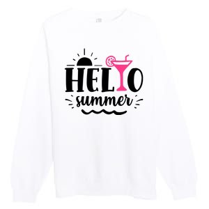 Hello Summer Vacation Fun Premium Crewneck Sweatshirt