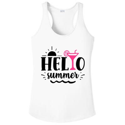Hello Summer Vacation Fun Ladies PosiCharge Competitor Racerback Tank