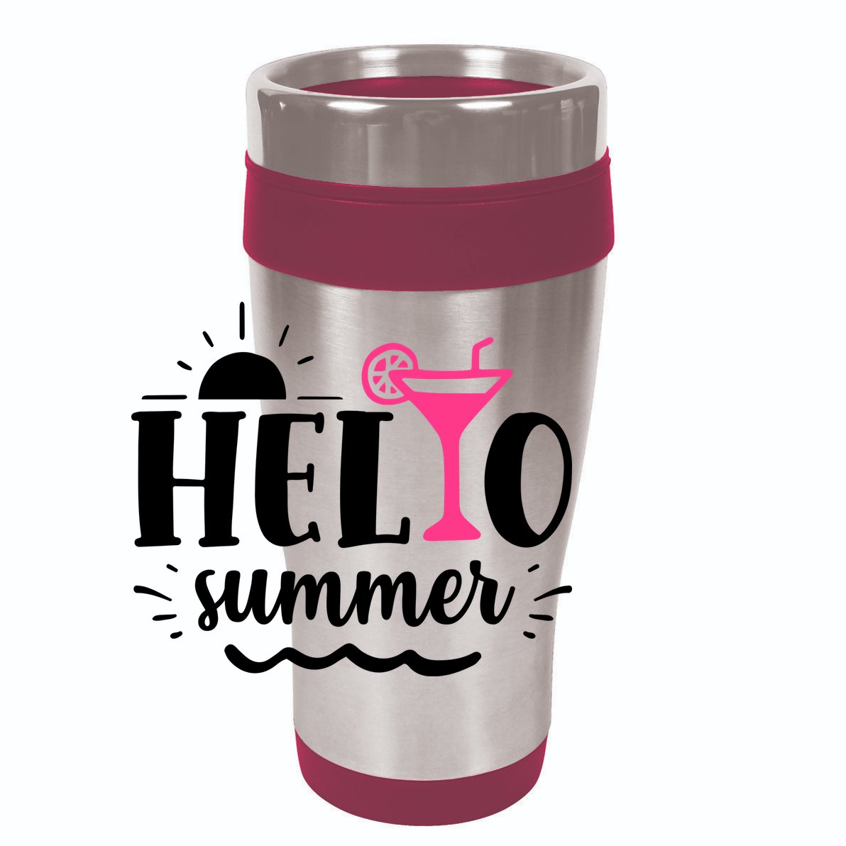 Hello Summer Vacation Fun 12oz Stainless Steel Coffee Mug