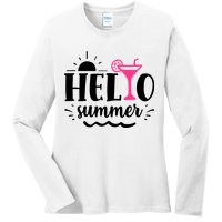 Hello Summer Vacation Fun Ladies Long Sleeve Shirt