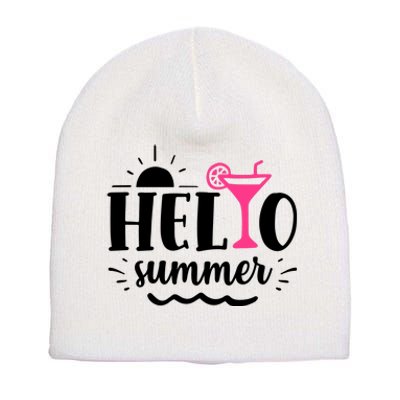 Hello Summer Vacation Fun Short Acrylic Beanie