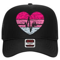 Heart Stethoscope Valentines Day Love Nursing High Crown Mesh Back Trucker Hat