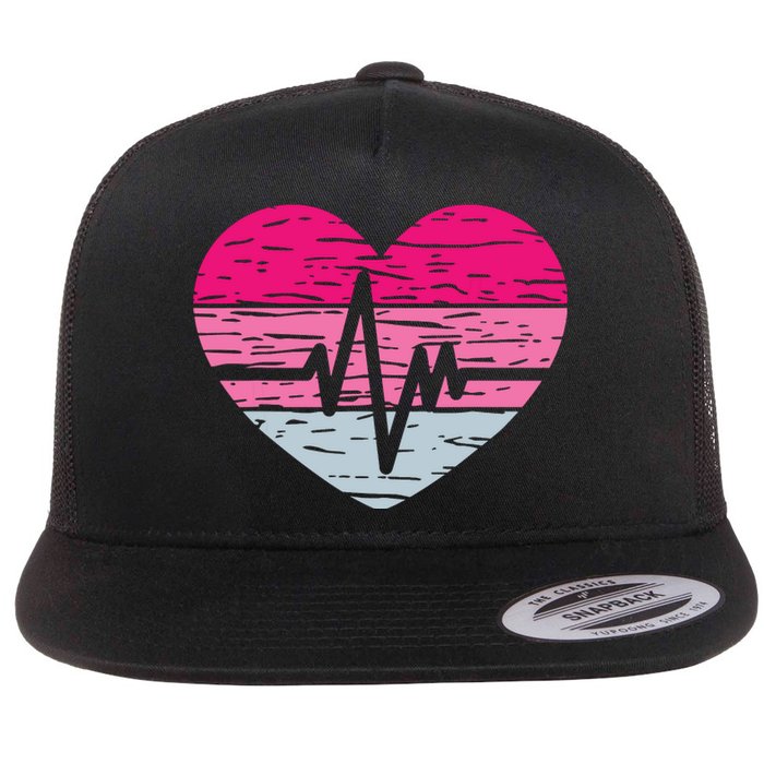 Heart Stethoscope Valentines Day Love Nursing Flat Bill Trucker Hat