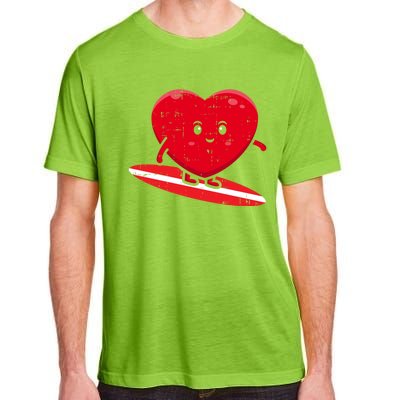 Heart Surfing Valentines Day Cute Surf Board Surfer Gift Adult ChromaSoft Performance T-Shirt