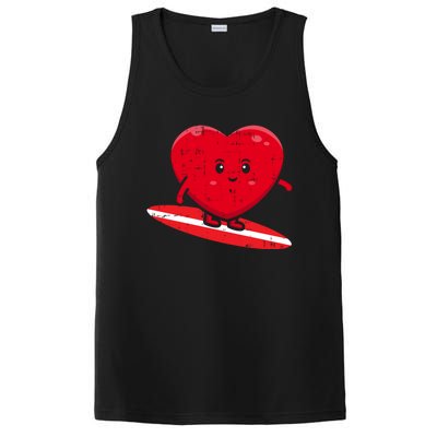 Heart Surfing Valentines Day Cute Surf Board Surfer Gift PosiCharge Competitor Tank