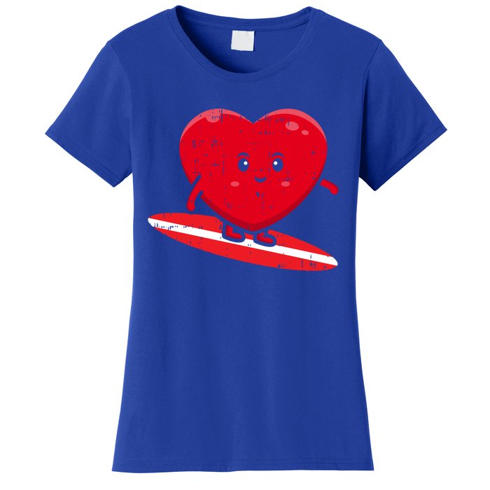 Heart Surfing Valentines Day Cute Surf Board Surfer Gift Women's T-Shirt