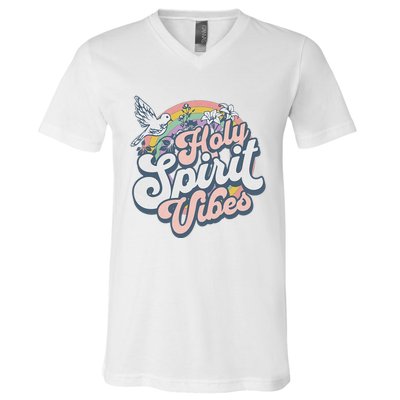 Holy Spirit Vibes Retro Vintage Christian V-Neck T-Shirt