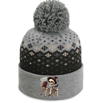 Happy Summerween Vibes Skeleton Ice Cream Summer Halloween The Baniff Cuffed Pom Beanie