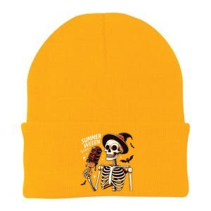 Happy Summerween Vibes Skeleton Ice Cream Summer Halloween Knit Cap Winter Beanie