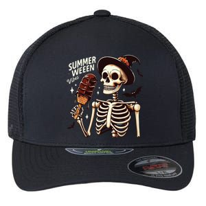 Happy Summerween Vibes Skeleton Ice Cream Summer Halloween Flexfit Unipanel Trucker Cap