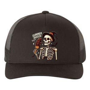 Happy Summerween Vibes Skeleton Ice Cream Summer Halloween Yupoong Adult 5-Panel Trucker Hat