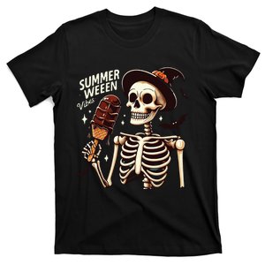 Happy Summerween Vibes Skeleton Ice Cream Summer Halloween T-Shirt