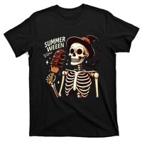 Happy Summerween Vibes Skeleton Ice Cream Summer Halloween T-Shirt