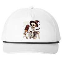 Happy Summerween Vibes Skeleton Ice Cream Summer Halloween Snapback Five-Panel Rope Hat