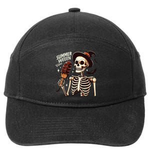 Happy Summerween Vibes Skeleton Ice Cream Summer Halloween 7-Panel Snapback Hat