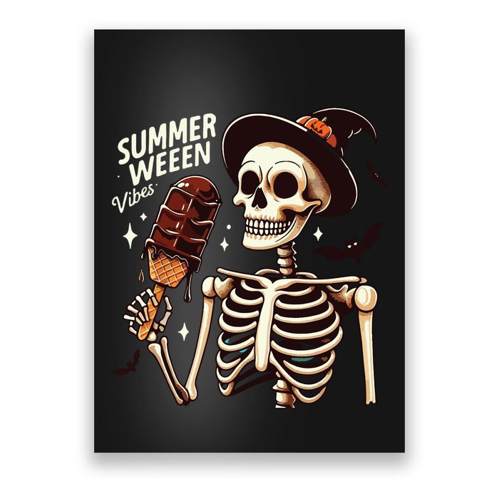 Happy Summerween Vibes Skeleton Ice Cream Summer Halloween Poster