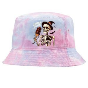 Happy Summerween Vibes Skeleton Ice Cream Summer Halloween Tie-Dyed Bucket Hat