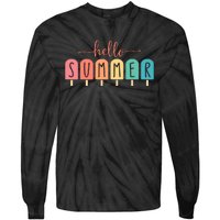 Hello Summer Vacation Ice Cream Popsicle Ice Lolly Gift Tie-Dye Long Sleeve Shirt